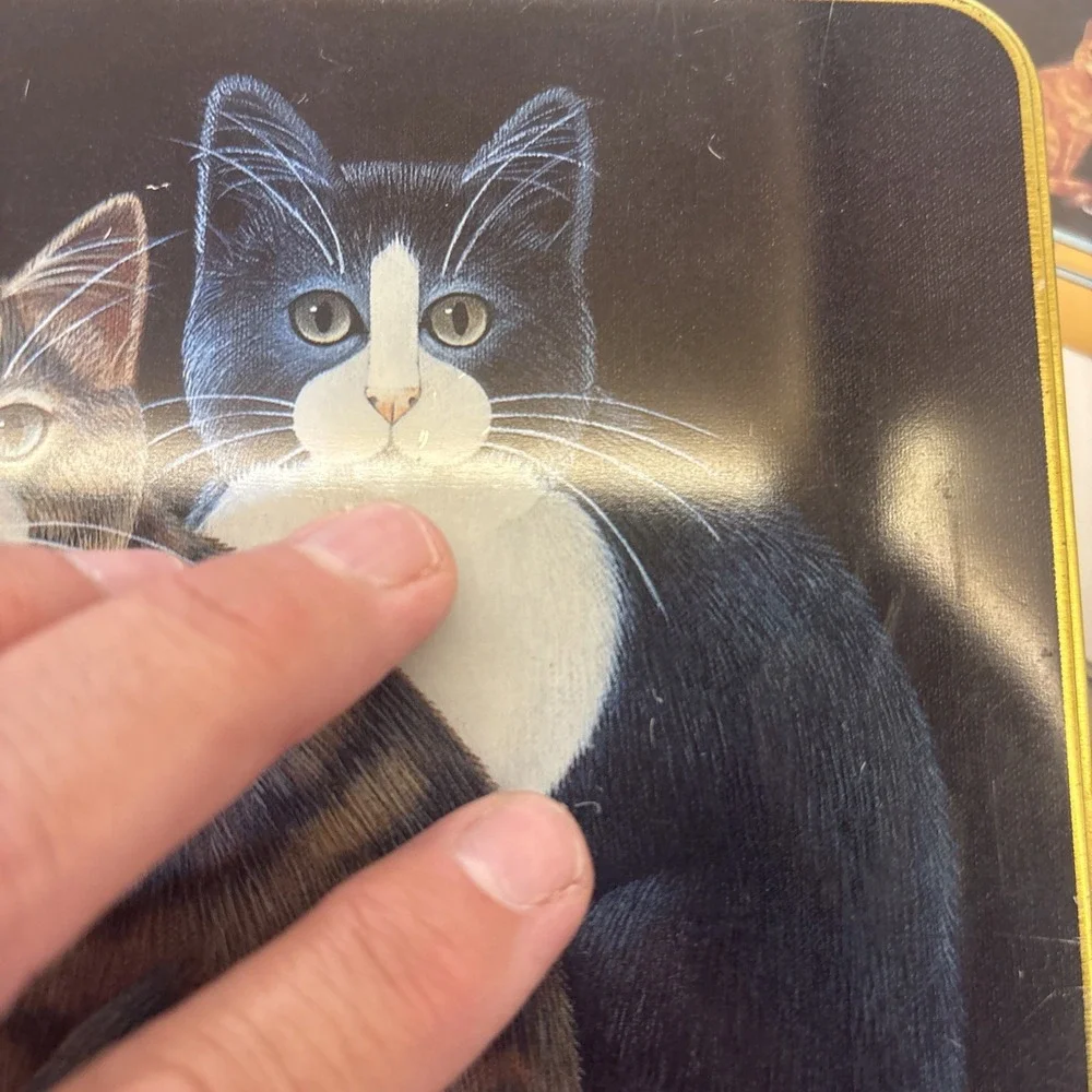 Stephen Lawrence Vintage Cat Trio Note Stationary Tin 1995 with Cards Kitty READ